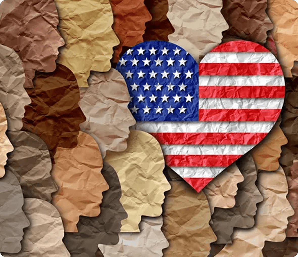 Unity in diversity with flag heart