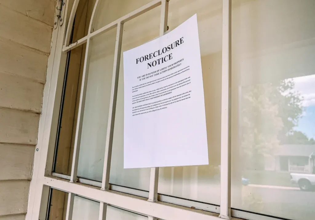 Legal notice posted on front door